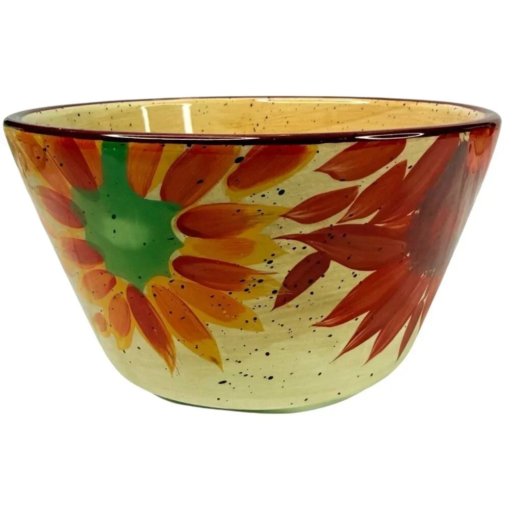 Pfaltzgraff Evening Sun Sunflower Bowl Set Of 2 Hand Painted Soup Cereal Ceramic